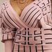 New women's clothing fashion print long sleeve v-neck waist hip dress _mkmklike.com
