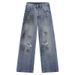 Men's Clothing Dirty Dyed Ripped Jeans For Men All Seasons Trendy Brand Design Wide Leg Pants Cleanfit Loose Trousers_mkmklike.com