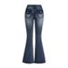 Women's Flared Jeans With Embroidery – Vintage-Inspired Bootcut Denim Pants For Casual & Streetwear_mkmklike.com