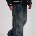 "Retro Streetwear Denim Pants – Loose Straight Fit Jeans With Rivet & Patch Design, Casual Style, Unisex (M-4XL)"_mkmklike.com