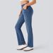 High-waisted Stretchy Knitted Jeans For Women, Whiskered Wash Straight-leg Casual Versatile Drapey Long Pants, 2026_mkmklike.com