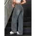 Women's Vintage Wide Leg Jeans - Retro Washed High Waist Loose Fit Denim Pants, Dark Blue & Sea Blue Flared Trousers For Boho & Street Style_mkmklike.com