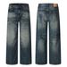 Men's Clothing Vintage American Washed Denim Jeans - Relaxed Straight Leg With Cat Whiskers & Distressed Details For Men & Women (Dark Blue)_mkmklike.com