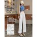 Petite High-Waisted Wide Leg Jeans Women's Loose Fit Slimming Design Cropped Straight Leg Pants White New Spring/Summer Style_mkmklike.com