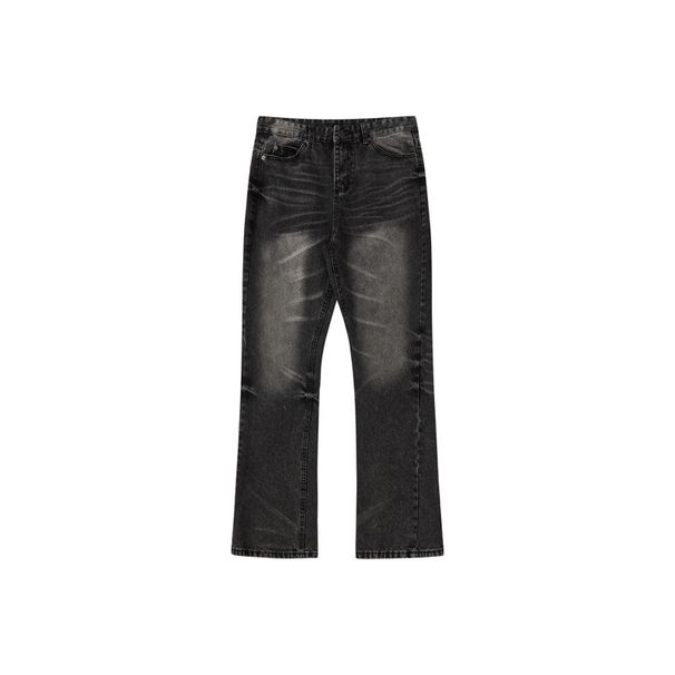 Men's Clothing Retro Vintage Niche Design Retro Washed Black Bootcut Jeans_mkmklike.com