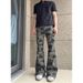Galaxy Star Camo Print Vintage Washed Jeans For Men – Loose-Fit Distressed Denim Pants With Retro Streetwear Style_mkmklike.com