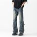 Men's Vintage Button-Fly Jeans – Retro High-Street Straight & Flare Denim Pants (Blue/Black) Secret Storage_mkmklike.com