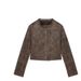 American Retro Style Short Biker For Women, Spring Autumn 2025 New Suede Coffee Color Cool And Stylish Jacket_mkmklike.com