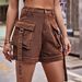 New American Denim Work Pants Casual Pocket Shorts With Elastic Waist For Women_mkmklike.com