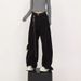 Men's High Street Deconstructed Jeans - Wide-Leg Cargo Pants With Asymmetrical Hem (Wine Red/Black)_mkmklike.com