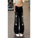 Letter-print Multi-pocket Cargo Jeans For Men, Straight Loose Fit, American High Street Style, Trendy Brand, Stylish_mkmklike.com