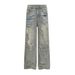 Punk Heavy-Duty Distressed Patched Vintage Jeans Men's Wasteland Beggar Style Ripped Washed Straight-Leg Pants_mkmklike.com