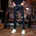 Autumn And Winter New Fashion Personalized Splashing Ink Jeans Korean Version Versatile Slim-fit Trousers Trendy Men's Popular Casual Trousers_mkmklike.com