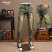Men's Distressed Slim-Fit Jeans – Vintage Washed Denim With Artistic Spray Paint & Patch Details (28-38)_mkmklike.com