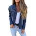 Women's Classic Denim Jacket – Lightweight Spring/Summer Stretch Coat With Button Front & Chest Pockets (Dark Blue/Light Blue, S-2XL)_mkmklike.com