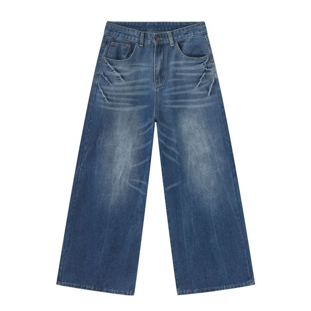 EF JEANS | 2024 New American Retro Design Lightning Pattern Washed Jeans Loose Straight Wide Legs_mkmklike.com