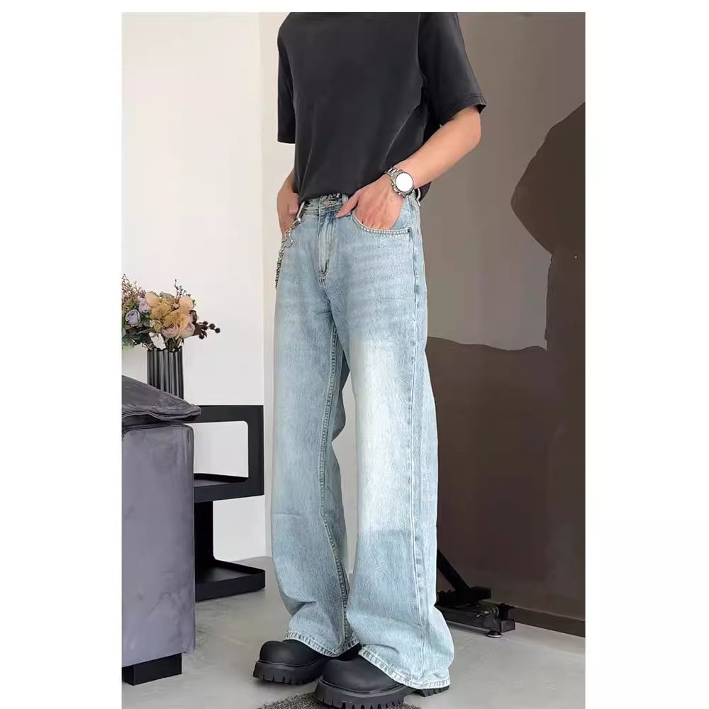 Men's Clothing Men's Light Blue Vintage Flared Jeans - Cleanfit High Street Style, Slimming & Stretchy Comfort For Everyday Wear_mkmklike.com