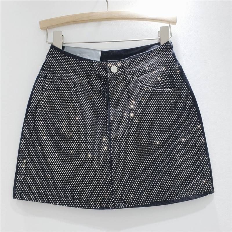 European Personalized Letter Print High Waist Denim Short Skirt Women Summer New Style Stylish A Line Half Length Hip Skirt Trend_mkmklike.com