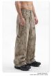 Men's Distressed Wide Leg Pants High Street Trendy Retro Casual Curved Denim Texture Loose Fit Mud Yellow_mkmklike.com