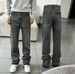 Men's Clothing 2026 Distressed Flared Jeans - Vintage Grey Cleanfit Denim With Frayed Hem, High Street Micro Bell Bottoms_mkmklike.com