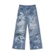 Men's Vintage Straight Leg Jeans With Fun Graffiti Design - High Street Fashion, Slim Fit, Cotton Denim For Autumn_mkmklike.com
