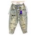 Men's Trendy Harem Pants American Retro Loose Multi Pocket Cargo Jeans Spring Autumn Ripped And Patchwork Clothing_mkmklike.com