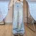 Women's High-Waisted Fleece Lined Dachshund Embroidered Jeans Loose Wide Leg Trousers Stylish Winter Denim Jeans Plus Size_mkmklike.com