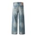 Light Washed Jeans Men's Casual Dad High Street Trendy Distressed Loose Wide-Leg Straight Long Pants_mkmklike.com
