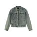 American Retro Short Denim For Men, High-End Feel, Cool Trendy, Loose Fit, Washed And Distressed, Padded Shoulder Jacket_mkmklike.com