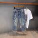 Men's Clothing Men's Style Ripped Jeans Loose Fit Straight Leg Retro High Street Fashion Spring Summer Thin Wide Leg Trousers_mkmklike.com