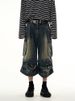Men's Utility Cargo Denim Shorts Relaxed Fit Multi-Pockets Distressed Wash Mid-Rise Polyester Blend Sizes M-3XL_mkmklike.com