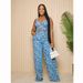 Women's Clothing Autumn And Winter Denim Jacquard Suit Nightclub Wrap Top Wide Leg Pants Suit_mkmklike.com