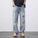 Men's Clothing Ripped Jeans Men's Straight Loose Designer Summer New Style Drape Pants Casual Denim_mkmklike.com