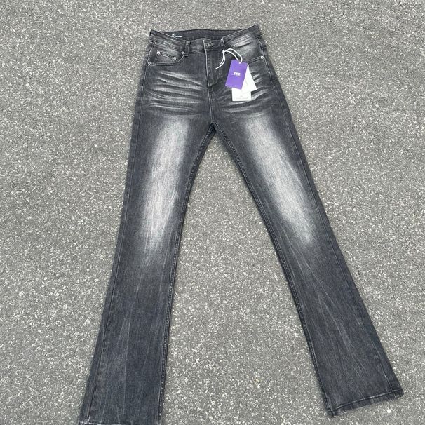 Men's American High Street Slim-Fit Jeans – High Waisted Straight Leg With Subtle Flare, Classic Blue & Black Denim For Spring & Autumn (S-XXL)_mkmklike.com