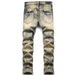 Pulse Skinny Retro Star Print Jeans Men Slim Fit European And American Style Distressed Casual Pants_mkmklike.com