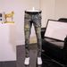 New Trendy Brand Men's Ripped Jeans Trendy Personality Slim Fit Small Feet Long Pants Retro Old Splicing Locomotive_mkmklike.com