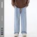 Men's Clothing Mingge style loose straight trousers men's new all match elastic waist jeans_mkmklike.com