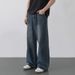 Men's Clothing Wide Leg Jeans Retro Distressed Relaxed Fit Vintage Jeans – Distressed Denim Pants In Black Grey / Light Blue / Retro Blue (S-3XL)_mkmklike.com