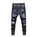 Men's Clothing Style Slim Elastic Trendy Skinny Pants With Holes And Patches Personality Trendy Brand Boys Long Pants_mkmklike.com