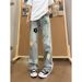 Men's Clothing Men's High-End Floral Embroidered Flared Jeans Hip Hop Style Casual Straight Leg Pants Design_mkmklike.com
