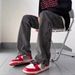 Men's Clothing Heavyweight Black Straight Leg Jeans Slightly Flared Casual Long Pants Mid Waist High Street Versatile Denim_mkmklike.com