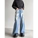 Retro Graffiti Paint Splatter Loose Fit Casual Straight Leg Wide Pants Denim Jeans For Men Breathable Polyester Fabric_mkmklike.com