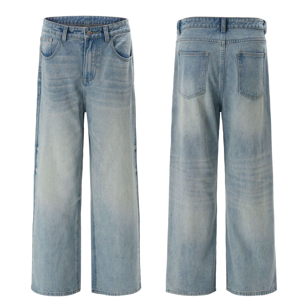 Men's Clothing & Archer0603 & Summer American Style Cleanfit Washed Retro Jeans Men's Straight Leg Loose Fit Trousers_mkmklike.com