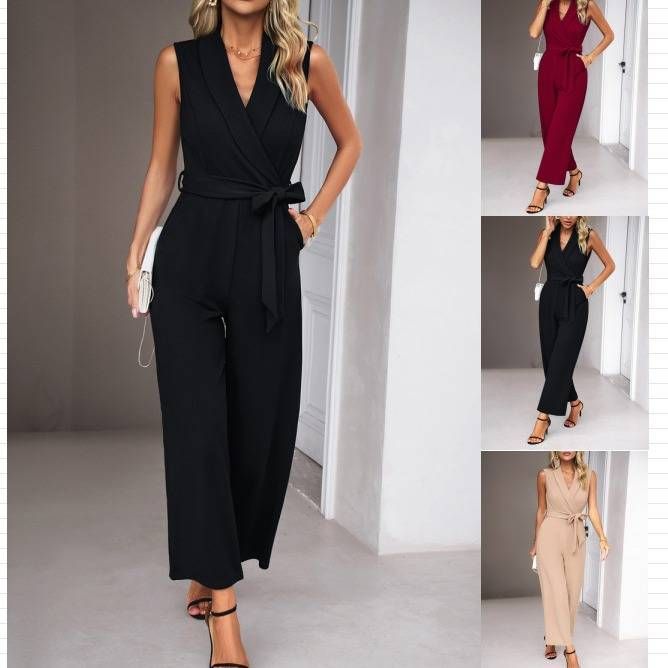 Women's clothing sleeveless jumpsuit women's spring and autumn foreign trade women's casual commuter trousers_mkmklike.com