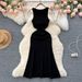 Women's Clothing high end sleeveless slim fishtail skirt knitted skirt_mkmklike.com