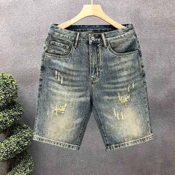 American Retro Denim Shorts Men's Trendy Brand Ruffian Handsome Five-point Pants 2025 Summer New Men's Loose Straight Pants_mkmklike.com