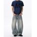 American Deconstruction Design, Vintage Curved Knife Jeans, Trendy Cleanfit Straight Leg 2025 Summer Workwear Pants_mkmklike.com