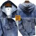 BOY Men's Denim Jacket Hooded Loose Slim Fit Korean Style Casual Large Pocket Outerwear Trendy Social Clothing Coat_mkmklike.com