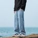 Men's Clothing Classic American Vintage Straight-Leg Jeans For Men – Relaxed Fit Comfortable Cotton Denim Pants With Adjustable Waist_mkmklike.com