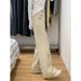 ELLE American Style Pocket Cargo Flared Jeans For Women, New Autumn Winter High Waist Loose Fit Slimming Floor-Length Pants_mkmklike.com